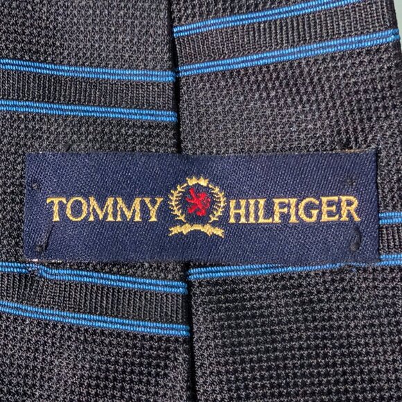 Tommy Hilfiger Blue Striped 100% Silk Made In USA Necktie - Picture 5 of 9